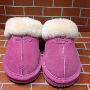 BEARPAW Loki Cozy Pink Mules/Slippers (New)